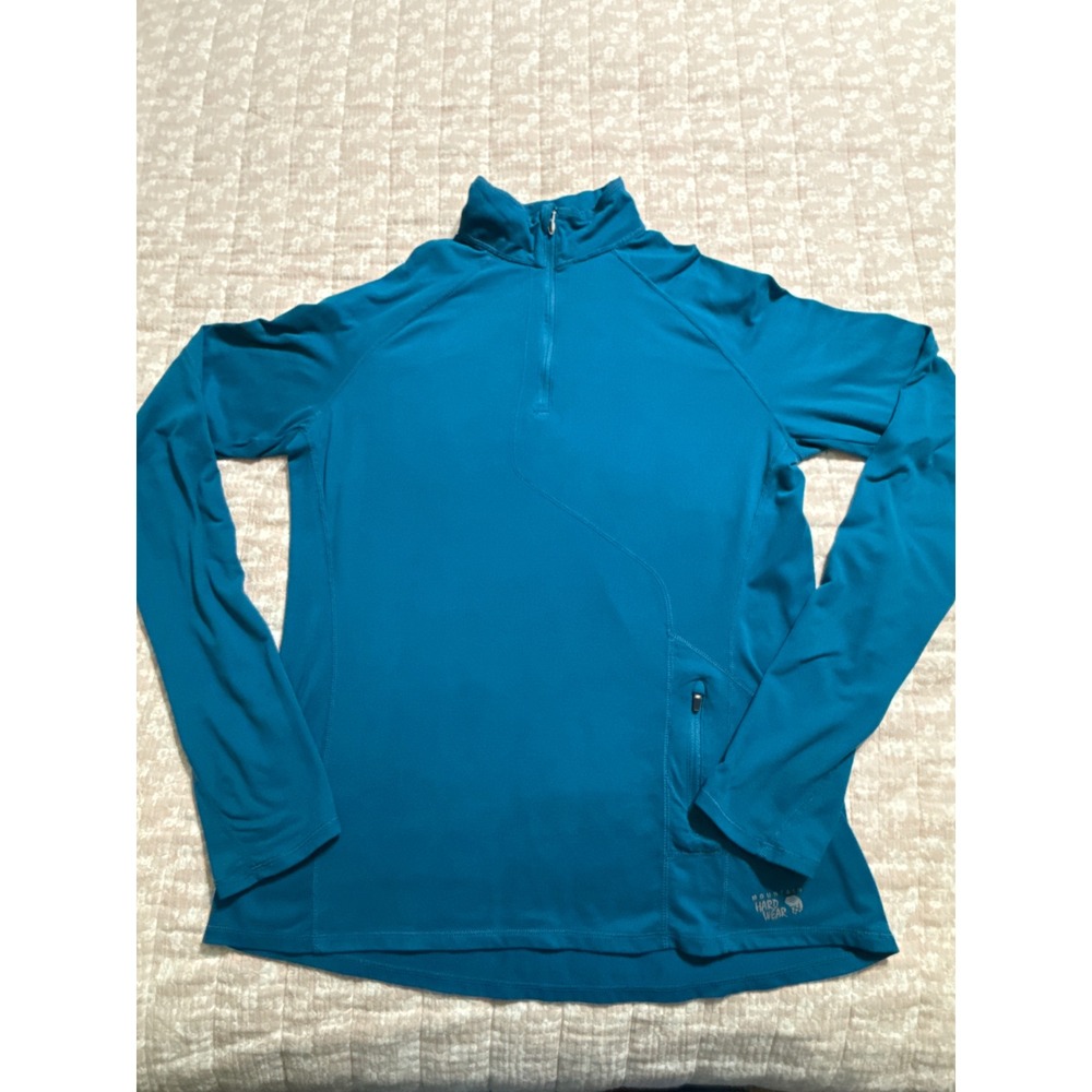 Mountain Hardwear Womens Teal Blue Quarter Zip Pullover Long Sleeve Top Size M